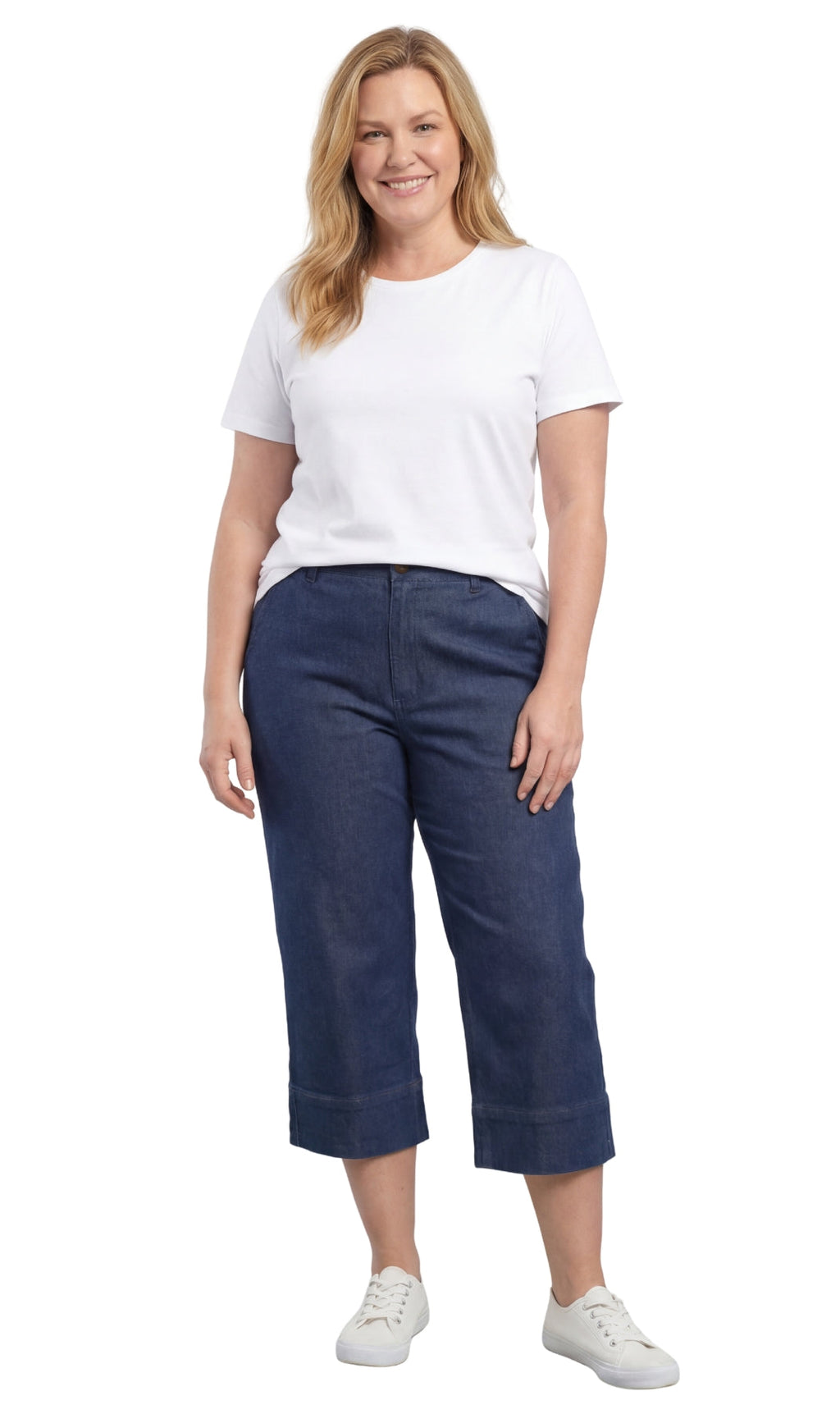 Women’s Lightweight Straight Leg Casual Denim Capri Pants in Cotton Blend Fabric