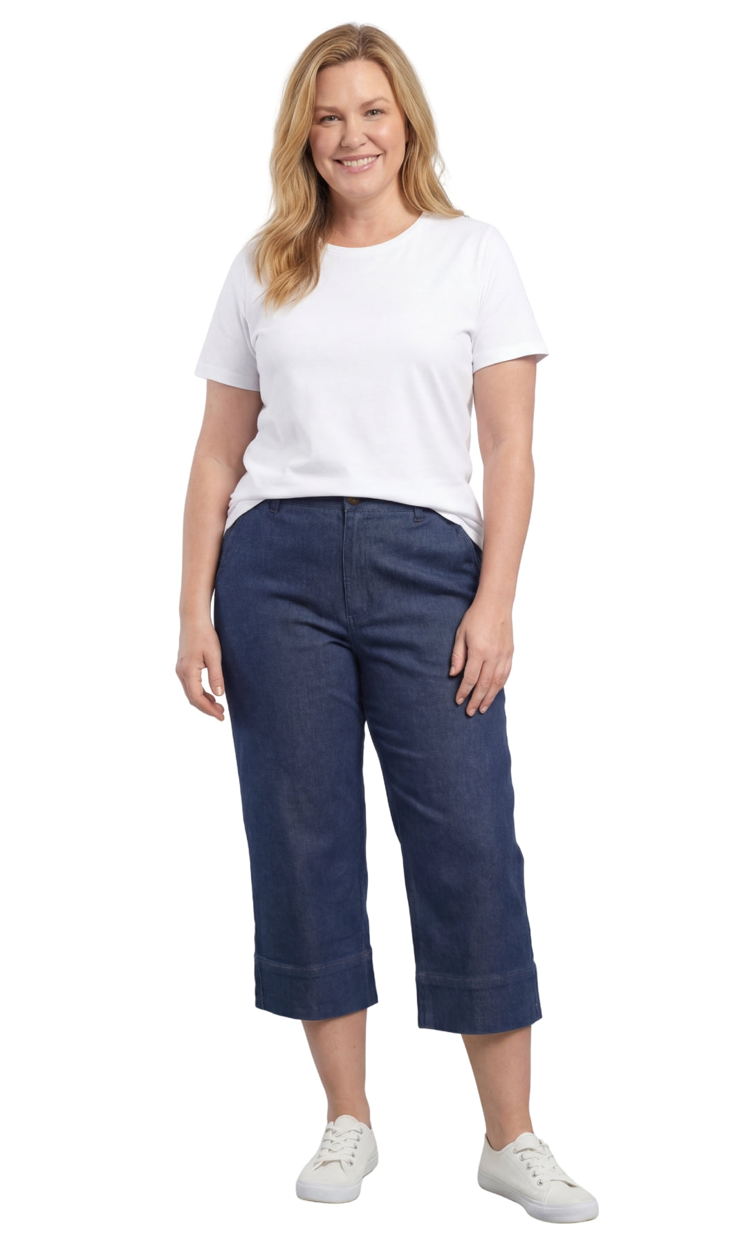 Women’s Lightweight Straight Leg Casual Denim Capri Pants in Cotton Blend Fabric