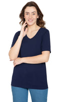 Women's Perfect Short-Sleeve V-Neck Tee Shirt - Cotton blend and Wrinkle Resistant