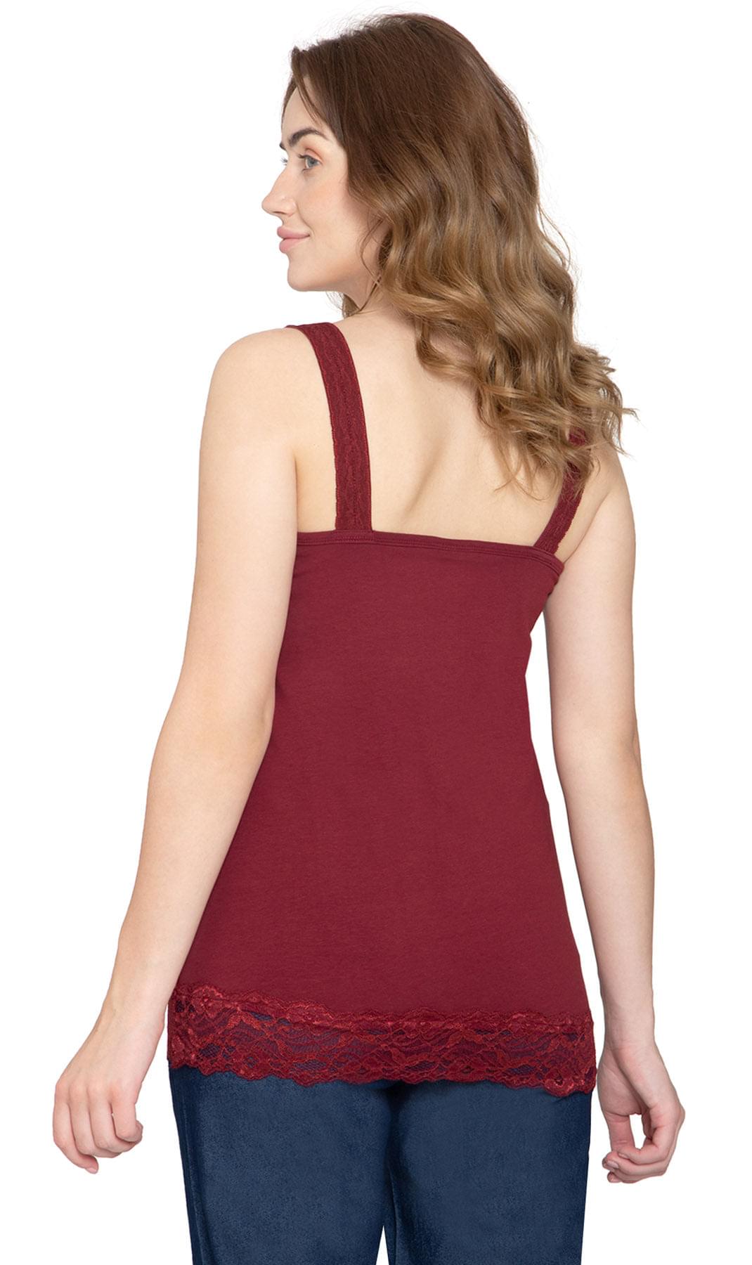 Women's Lacey Trim Cotton Blend Tank Top
