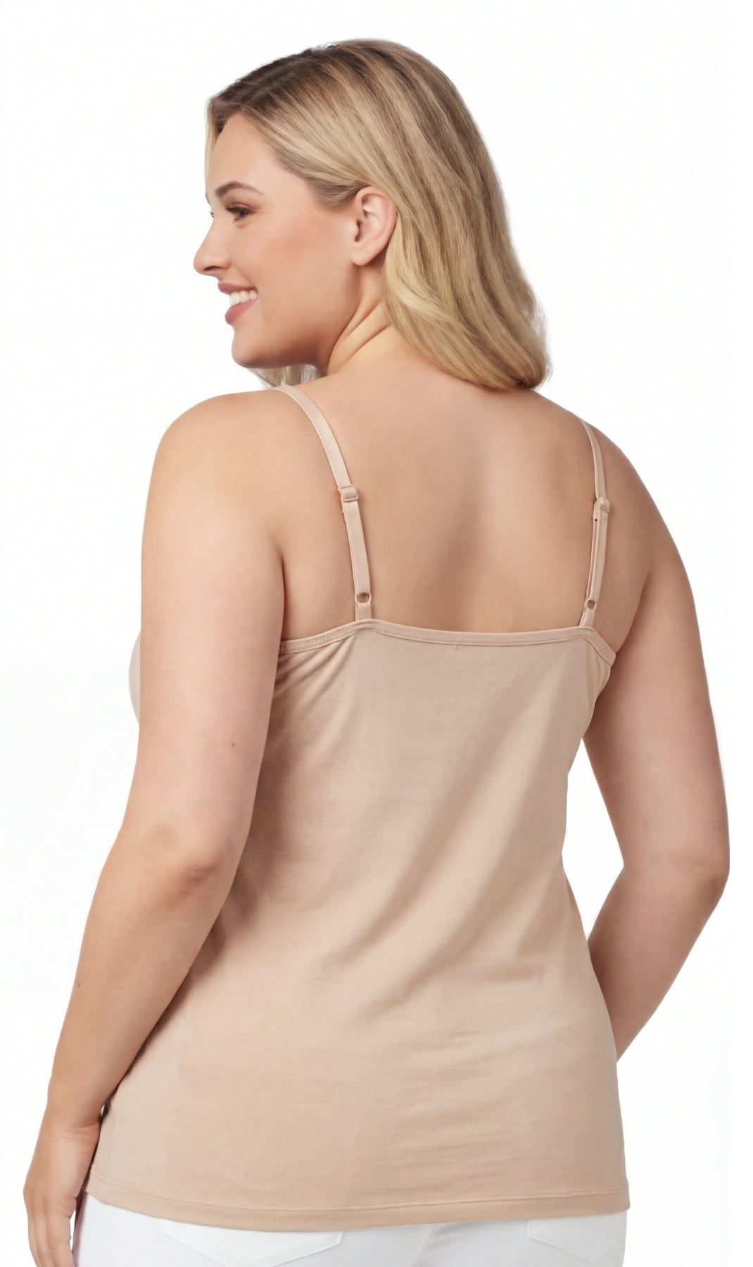Women's Essential Adjustable Strap Camisole in Soft Cotton Blend Fabric with a built in Shelf Bra
