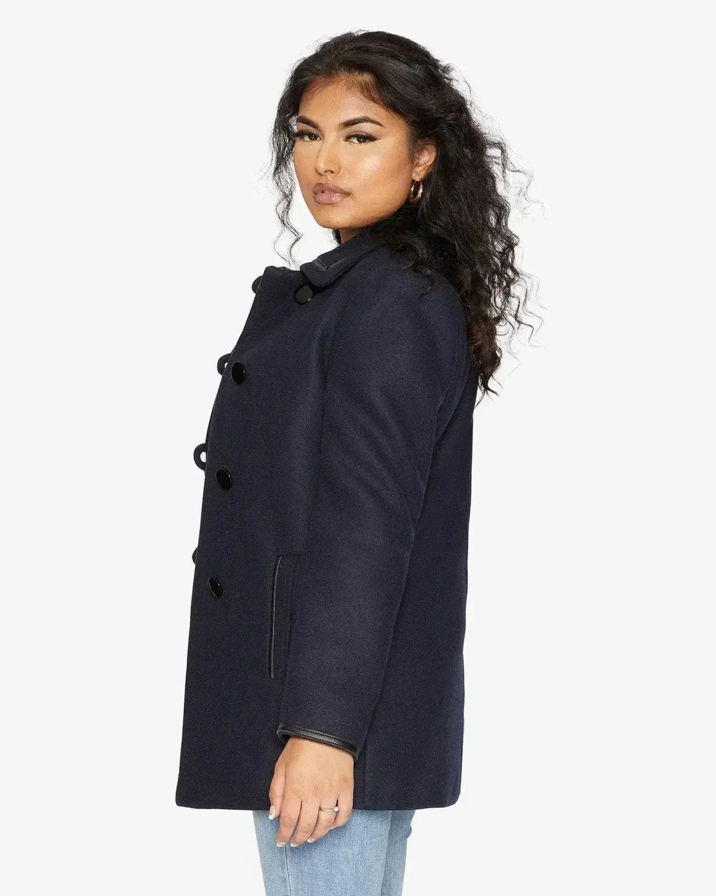 Wool Blend Contrast Trim Coat (1920)