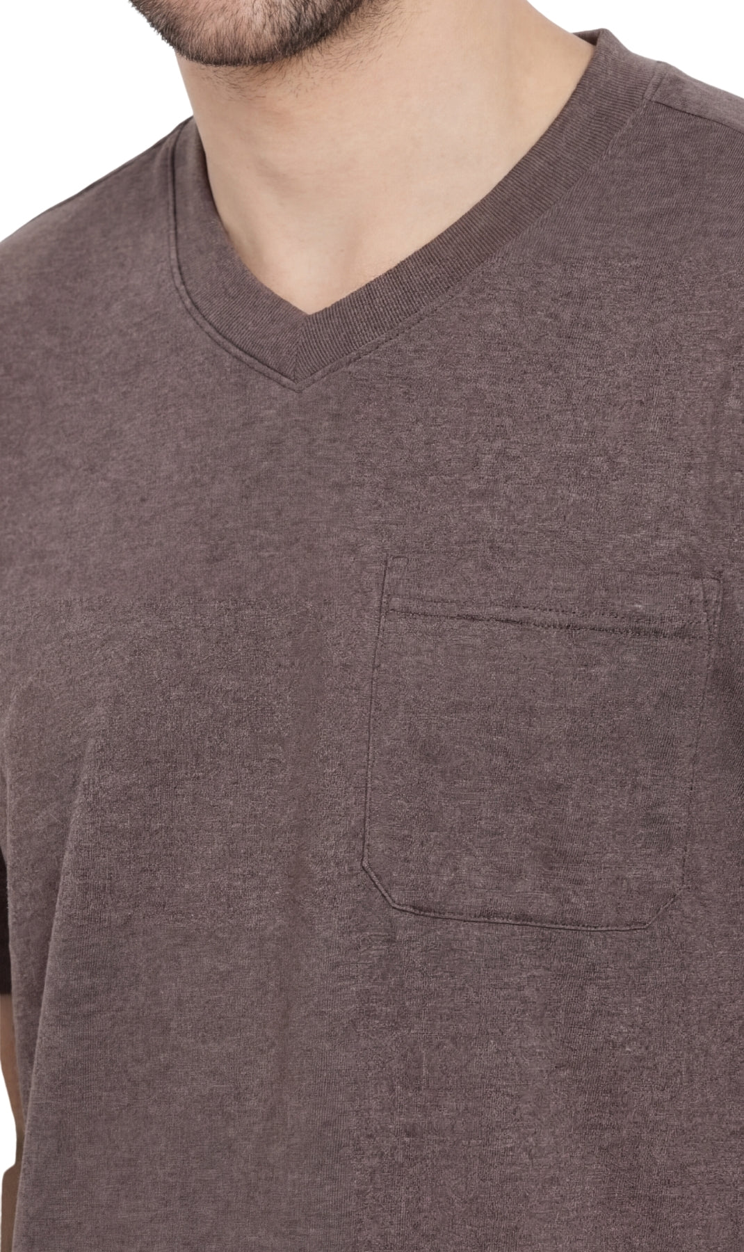 Men's Heavyweight Short Sleeve V-Neck T-Shirt – Relaxed Fit Cotton Blend with Pocket