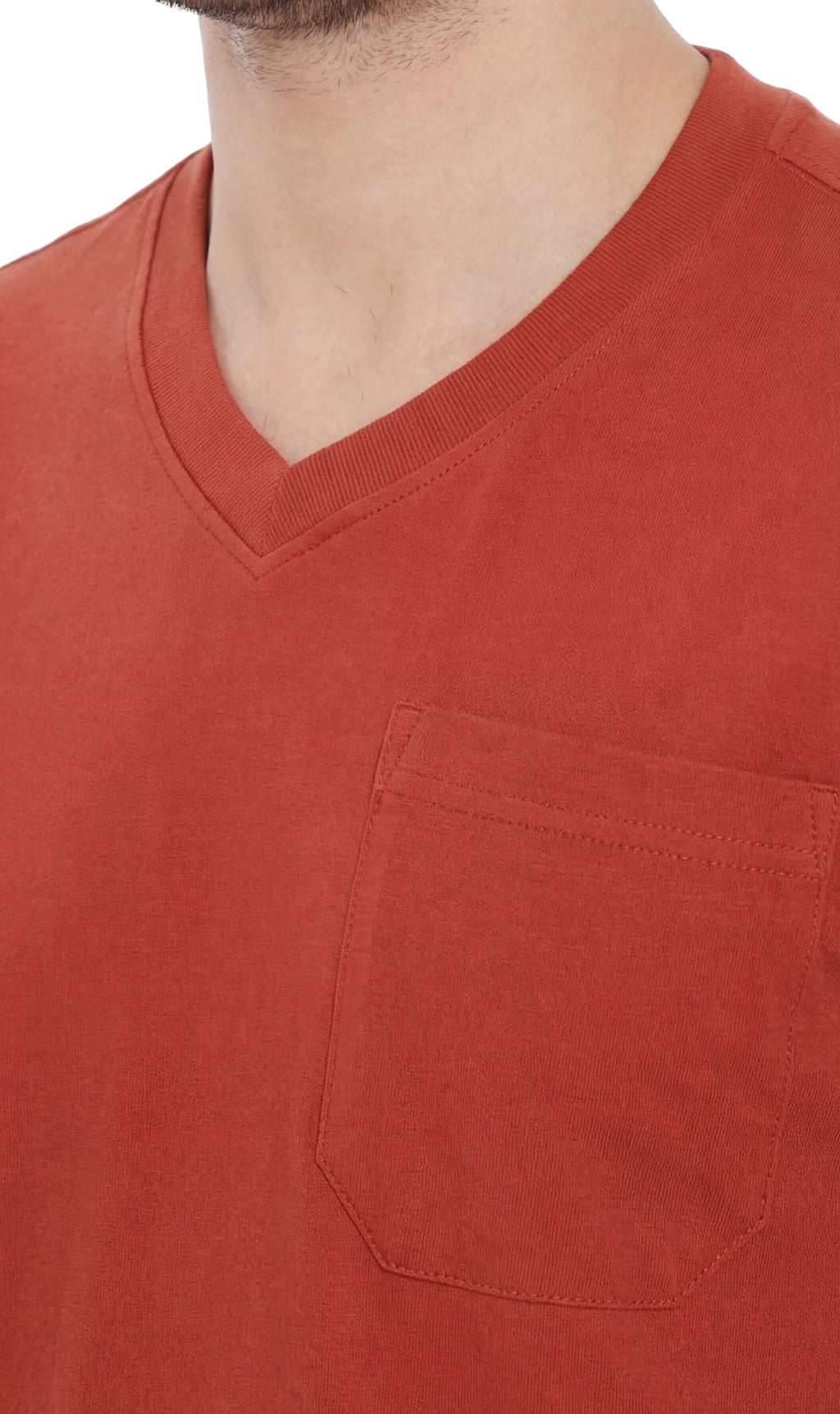 Men's Heavyweight Short Sleeve V-Neck T-Shirt – Relaxed Fit Cotton Blend with Pocket