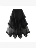 Layered Mesh High Waist Skirt – Sheer Tiered with Shorts