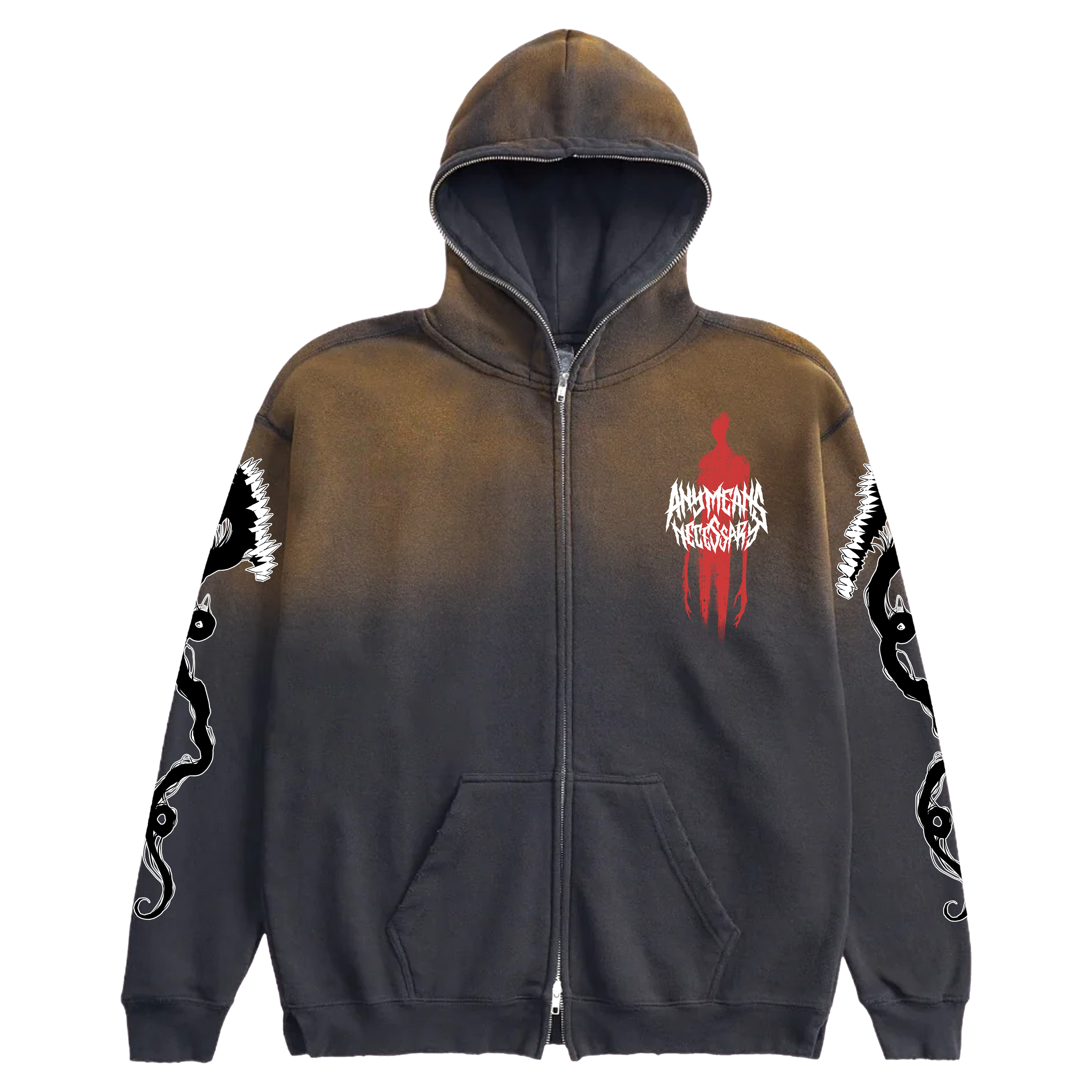 Abandon Full Zip Up Hoodie Black