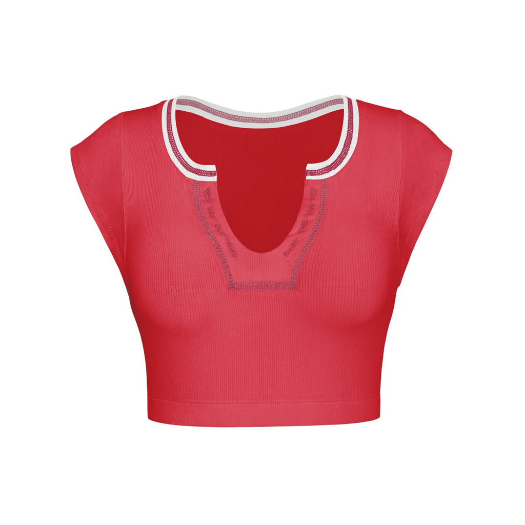 Slim Fit Ultra Short Sexy Spicy Girls Top Knitted Thread T-shirt