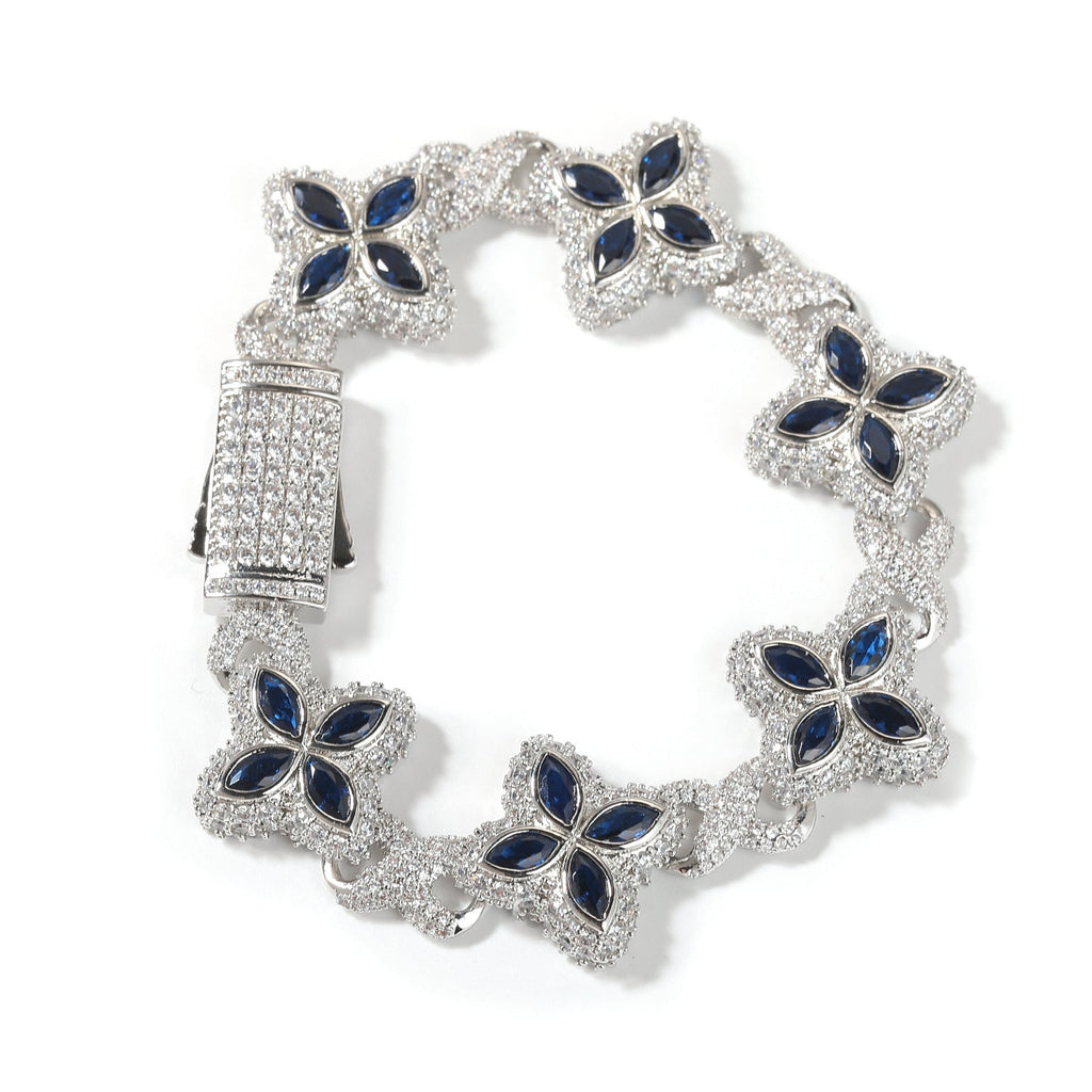 Hip-hop zircon colored infinite four-leaf clover necklace