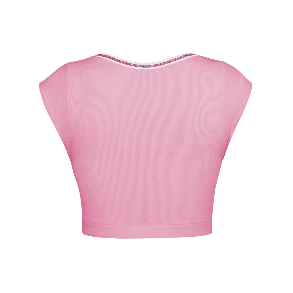 Slim Fit Ultra Short Sexy Spicy Girls Top Knitted Thread T-shirt