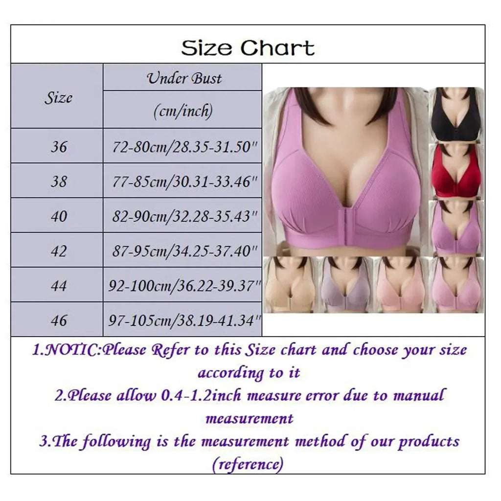 WTEMPO Plus Size Thin Non-steel Ring Front Buckle Cotton Bra Gathered Comfortable Underwear Soft Collection lingerie