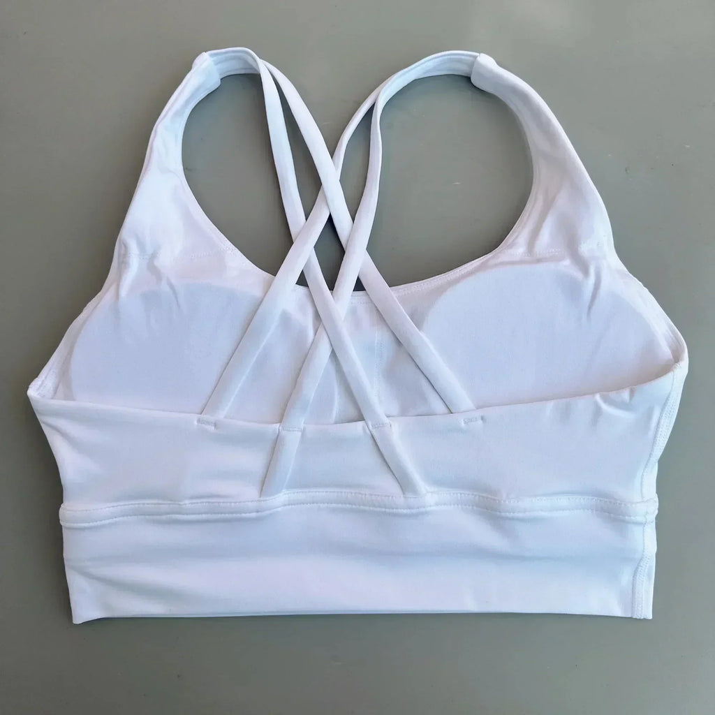 Solid Color Women Cross  Fitness sport Bra soft high strength Tight Top Comprehensive Training Gym Yoga Underwear With Chest Pad