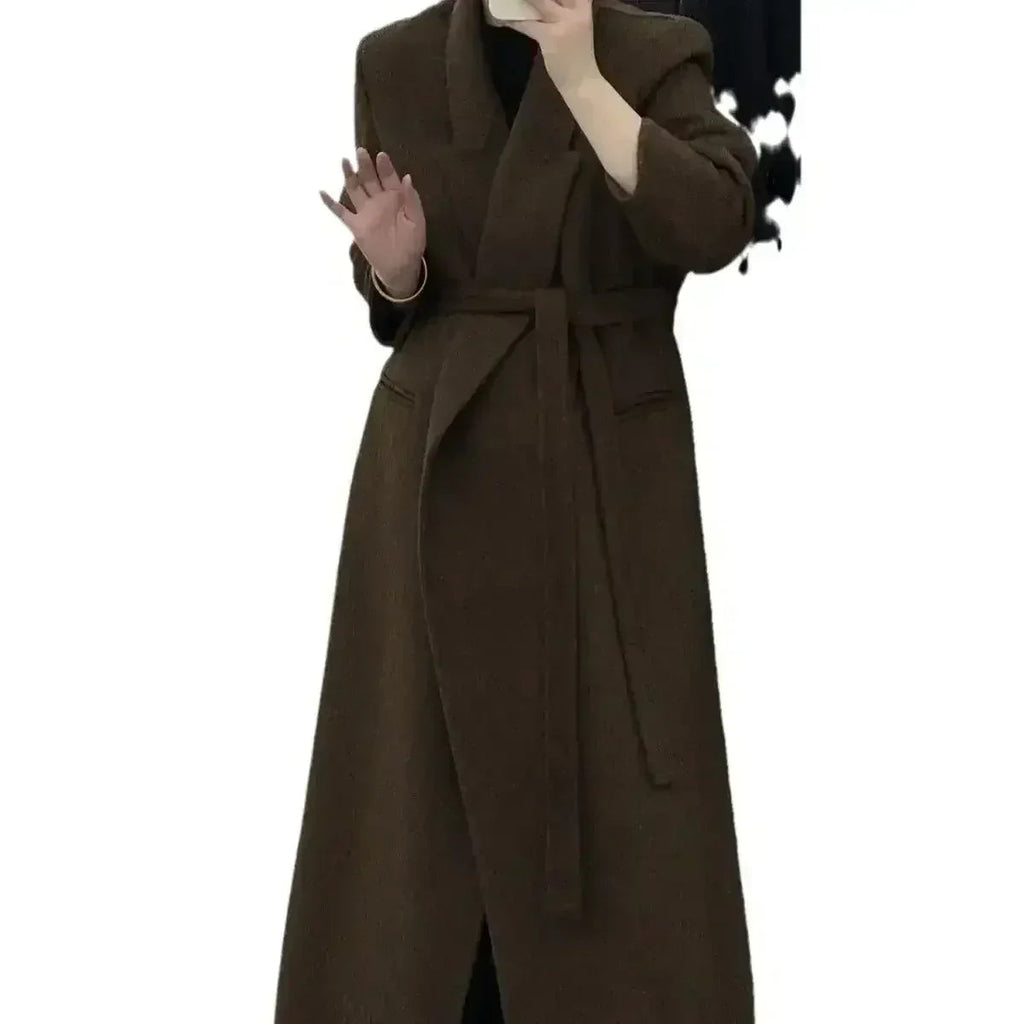 Angora Red Women's Loose Double-Sided Wool Overcoat – Elegant & Cozy