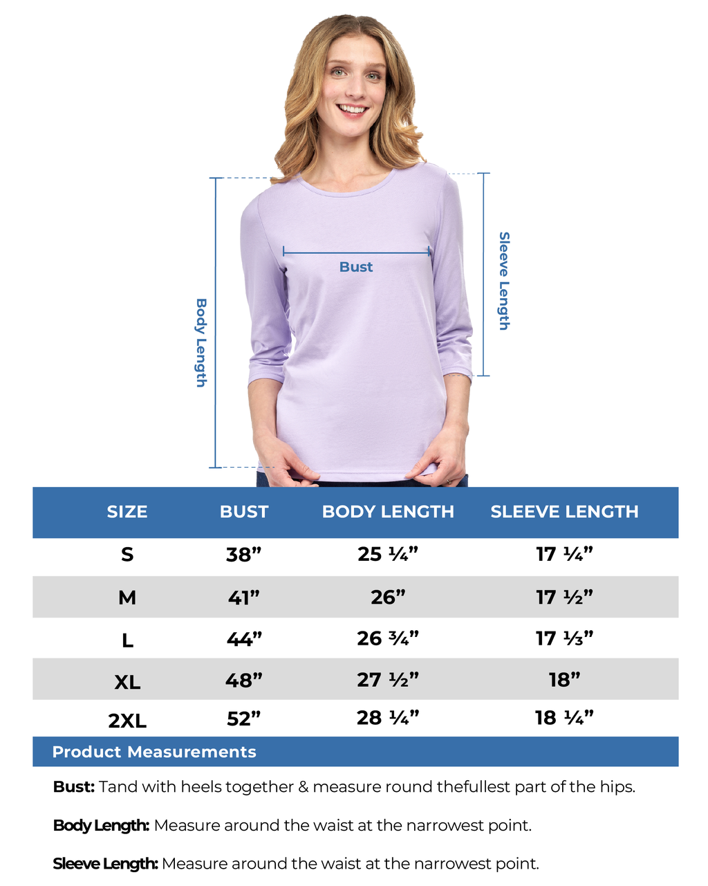 Women's 3/4 Sleeve Crew Neck Top – Comfortable Jer