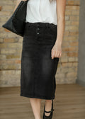 Tiffany Black Denim Midi Skirt